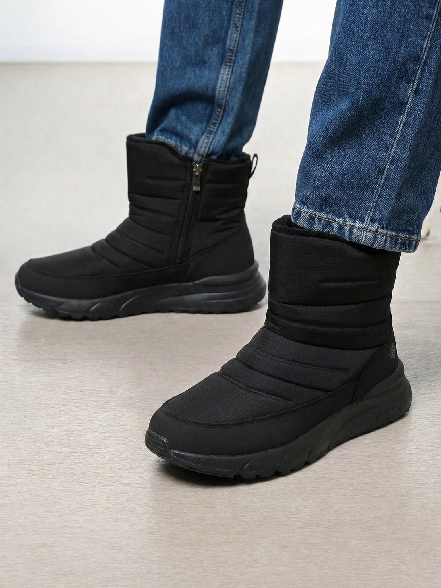 Дутики черного цвета на средней подошве